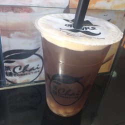 Chai Connection - Mango iced tea with popping boba - they use syrup to flavor their teas. Next time I need to go down to 50%.