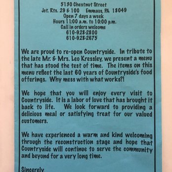 TG Countryside - a notice from the j & n country side - Burgers Near Me - Emmaus, Pennsylvania