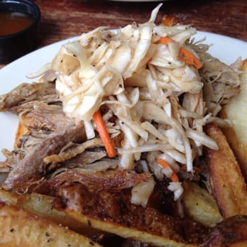 Grey's Tavern - Pulled Pork Sandwich - nice, and well sized; slaw is a little off, but put some hot sauce on it, and this works. - Burgers Near Me - Greensboro, North Carolina