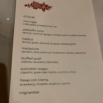 Roselily - My tasting menu...notice the date. The menu changes. - New American Near Me - South Bend, Indiana Roselily - My tasting menu...notice the date. The menu changes. - New American Near Me - South Bend, Indiana