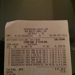 Hirota Supermercados - A receipt of what I bought just to show the prices.