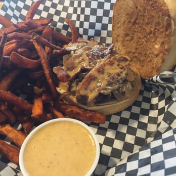 HF Crave - Pb and b burger with sweet potato fries and chipotle mayo - American Near Me - Lincoln, Nebraska HF Crave - Pb and b burger with sweet potato fries and chipotle mayo - American Near Me - Lincoln, Nebraska