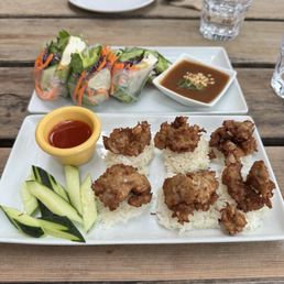 Fresh Garden Rolls and Garlic Jackfruit on Sticky Rice Fresh Garden Rolls and Garlic Jackfruit on Sticky Rice