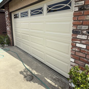 Yozza Garage Doors - New Almond colored garage with custom windows - Garage Door Services Near Me Yozza Garage Doors - New Almond colored garage with custom windows - Garage Door Services Near Me