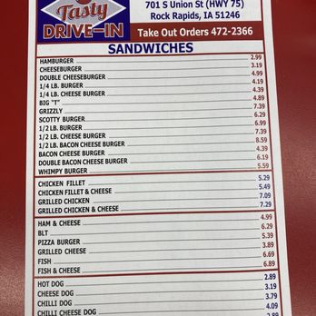 JJ’s Tasty Drive-In - Menu front. - Ice Cream & Frozen Yogurt Near Me - Rock Rapids, Iowa JJ’s Tasty Drive-In - Menu front. - Ice Cream & Frozen Yogurt Near Me - Rock Rapids, Iowa