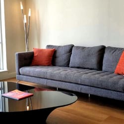 My brother's new furniture; sofa, coffee table, and lamp - Kasala Furniture - Seattle (photo by richm)