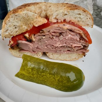 The Bagel Mania - Roast beef and roasted peppers.  Fabulous - Delis Near Me - Matawan, New Jersey
