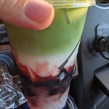 Loose Leaf Boba Co - Strawberry Matcha with coconut & grass jelly - Bubble Tea Near Me - Wallingford, Connecticut Loose Leaf Boba Co - Strawberry Matcha with coconut & grass jelly - Bubble Tea Near Me - Wallingford, Connecticut