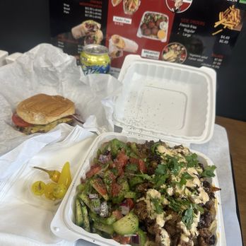 Wrap Stop - Double smashed burger and Mediterranean beef plate - Mediterranean Near Me - Burbank, California