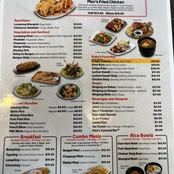 Max's Restaurant - Milpitas - menu - Filipino Near Me - Milpitas, California