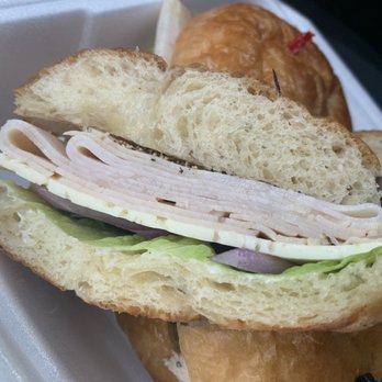 Here & Abroad Bistro & Bakery - Turkey, Havarti, onion, mayonnaise, lettuce on homemade roll. - Bakeries Near Me - Fredericksburg, Virginia