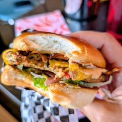 Francis Burger Joint - The Garlic Girl burger. Fabulous flavor!