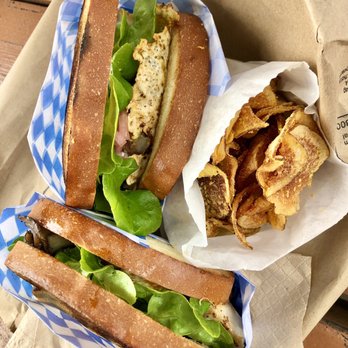 Dad's Luncheonette - This picture doesn't do the sandwiches justice, but we got the hamburger sandwich, mushroom sandwich, and homemade potato chips - New American Near Me - Half Moon Bay, California Dad's Luncheonette - This picture doesn't do the sandwiches justice, but we got the hamburger sandwich, mushroom sandwich, and homemade potato chips - New American Near Me - Half Moon Bay, California