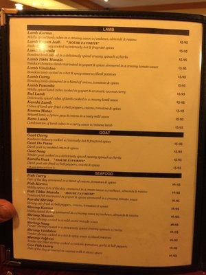 Menu photo 7 India Palace Las Vegas, NV