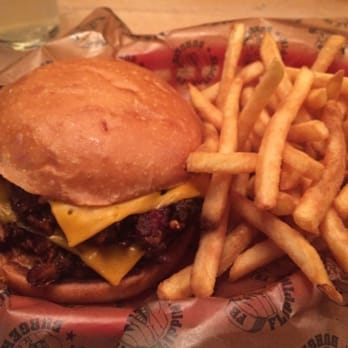 Flippin' Burgers - Beanie burger and fries  (Dry burger and a bit lacking in flavour) - Burgers Near Me - Stockholm, Alberta