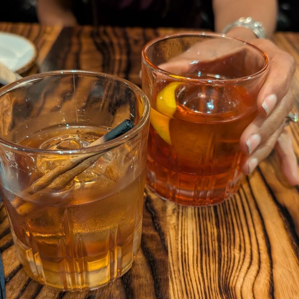 The Copper Shark - Negroni on the right, Wandering Days on the left - Cocktail Bars Near Me - Baltimore, Maryland