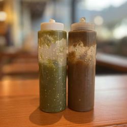 Green and red salsas