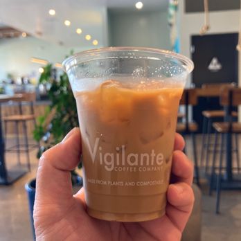 Vigilante Coffee - Vanilla latte iced with soy milk (12oz) - Coffee & Tea Near Me - Oceanside, California Vigilante Coffee - Vanilla latte iced with soy milk (12oz) - Coffee & Tea Near Me - Oceanside, California