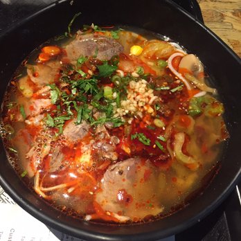 Lao Wang - Special hot & spicy. Tasted good- liked the meat, meatballs, quail eggs & enoki mushrooms! but it was really oily. - Chinese Near Me - Goleta, California