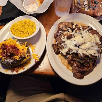 Texas Roadhouse - Porterhouse steak with loaded bake potato and corn. - Steakhouses Near Me - Albany, New York Texas Roadhouse - Porterhouse steak with loaded bake potato and corn. - Steakhouses Near Me - Albany, New York