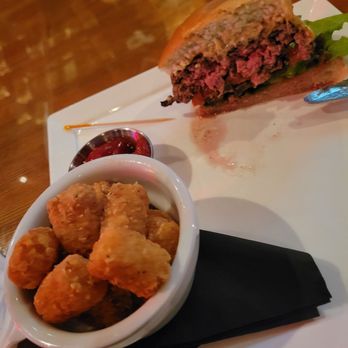 South Street Brewery - Half of a half pound cheeseburger with cheddar, jalapenos and tater tots. Very good. - Breweries Near Me - Charlottesville, Virginia