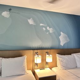 Painted map on top of headboards Painted map on top of headboards