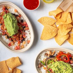 Bowls with fresh whipped guacamole