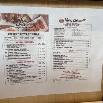 Vons Chicken - Menu May 2021 - Korean Near Me - San Jose, California Vons Chicken - Menu May 2021 - Korean Near Me - San Jose, California