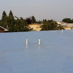 Dependable Spray Foam Solutions - Residential low pitched roof. Sprayed with a 3lb polyurethane foam. Topped off with a polyurea coating.