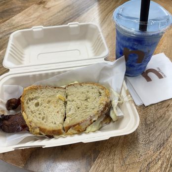 Nour Bar - Hot honey & bacon melt & Blue Oasis drink - Juice Bars & Smoothies Near Me - Bakersfield, California