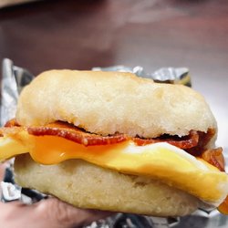 Bacon, egg and cheese breakfast biscuit