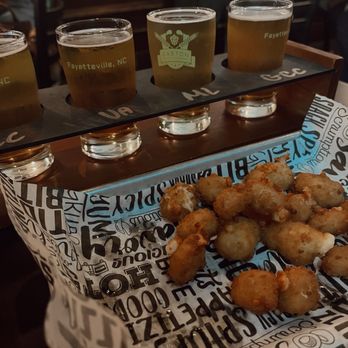 Gaston Brewing Restaurant - Cheese Curds & Beer Flight - Brewpubs Near Me - Fayetteville, North Carolina Gaston Brewing Restaurant - Cheese Curds & Beer Flight - Brewpubs Near Me - Fayetteville, North Carolina