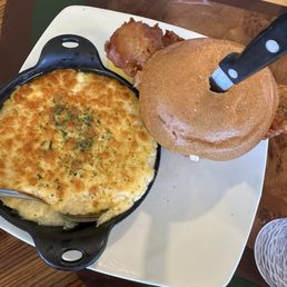 Fish sandwich, Gouda cheese grits Fish sandwich, Gouda cheese grits