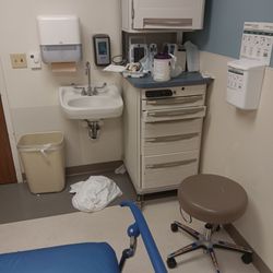 Piedmont Medical Center - No red biohazard trash can in the room. All waste in 1 trash can. Medical waste on the counter top for 2 days.