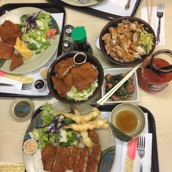 Rice Things - Plethora of food with friends. (middle chicken katsu bowl & tuna poke are mine) - Japanese Near Me - Redondo Beach, California