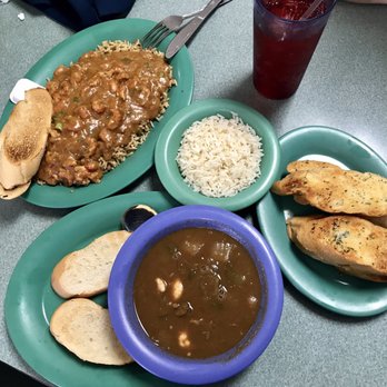 Cajun Town Cafe - Crawfish etouffee, dirty rice, seafood gumbo and garlic bread. - Cajun/Creole Near Me - Houston, Texas