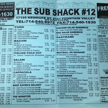 Sub Shack No 12 - Sandwiches Near Me - Fountain Valley, California Sub Shack No 12 - Sandwiches Near Me - Fountain Valley, California