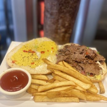 Rojbas Grill - a plate of french fries and a sandwich - Mediterranean Near Me - Berkeley, California