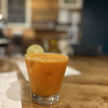 Short Notice - Hangover Cure Cocktail with carrot juice & ginger - yum! - Tapas/Small Plates Near Me - Randolph, Vermont