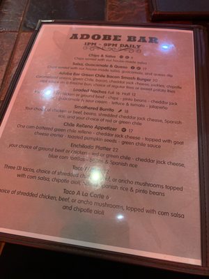 Menu photo 2 Adobe Bar Taos, NM