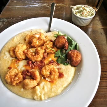 Skipper's Fish Camp - Shrimp n grits with hushpuppies and coleslaw. - Seafood Near Me - Darien, Georgia Skipper's Fish Camp - Shrimp n grits with hushpuppies and coleslaw. - Seafood Near Me - Darien, Georgia