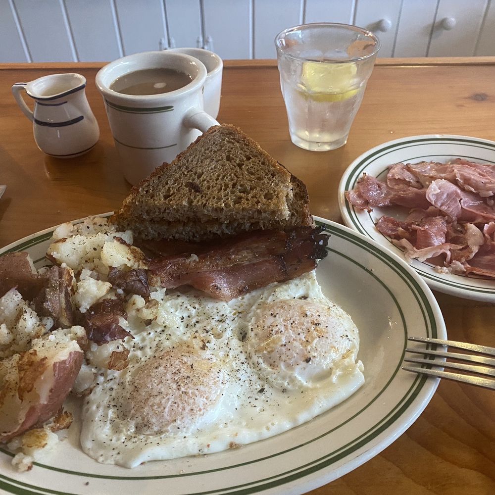 Bacon and eggs with side of ham Bacon and eggs with side of ham