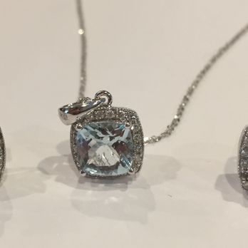 Trillion Jewels - 14k aquamarine and diamond necklace and earring set in white gold - Jewelry Near Me - San Diego, California Trillion Jewels - 14k aquamarine and diamond necklace and earring set in white gold - Jewelry Near Me - San Diego, California