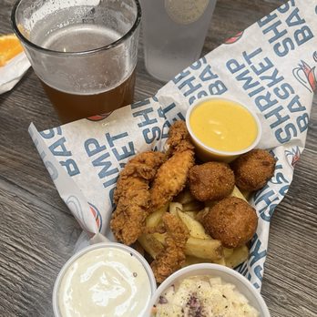 Shrimp Basket - Reel deal special  Chicken tenders slaw and fries hush puppies - Seafood Near Me - Gardendale, Alabama