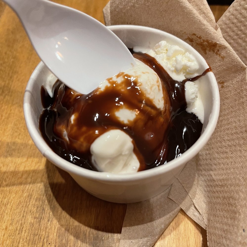 The Soda Fountain - Strawberry cheesecake with hot fudge - Ice Cream & Frozen Yogurt Near Me - Orlando, Florida The Soda Fountain - Strawberry cheesecake with hot fudge - Ice Cream & Frozen Yogurt Near Me - Orlando, Florida