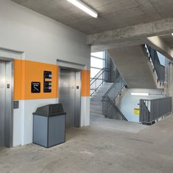 Republic Parking Systems - Elevator bank and stairwell of the parking structure