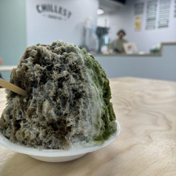 Chillest Shave Ice - Hojicha and matcha flavor, with condensed milk on too - Shaved Ice Near Me - Honolulu, Hawaii