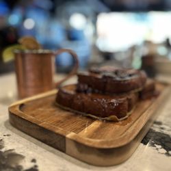 Bourbon Pecan French toast w/ a whiskey mule