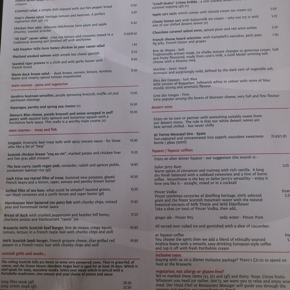Crieff Hydro Hotel - The Menu - Hotels Near Me