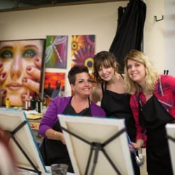 The Hair District Collective Eden Prairie - Kim, Coley, Amanda E at paint night 2015